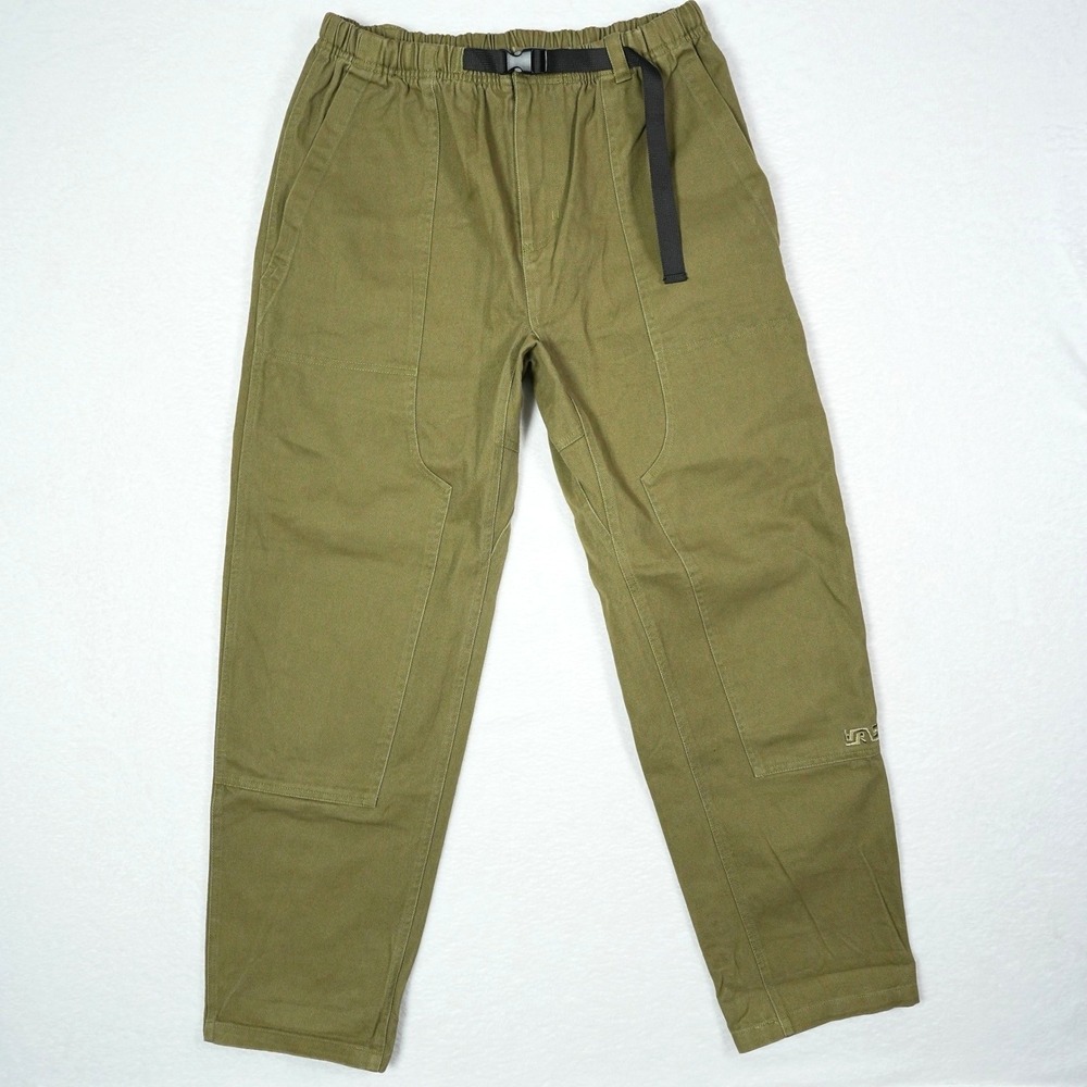 Manresa Wallace Pants Double Knee Mens Medium Olive Green Twill Belted Trousers
